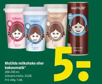 Matilde milkshake eller kakaomælk