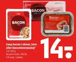 Coop 365 Coop bacon i skiver, tern eller baconleverpostej tilbud