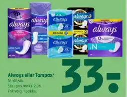 Coop 365 Always eller Tampax tilbud
