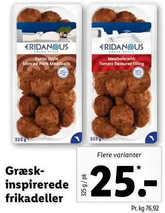 Lidl Græsk Inspirerede Frikadeller 325 g tilbud
