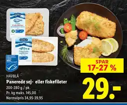 Lidl HAVBLÅ Panerede sej- eller fiskefileter tilbud