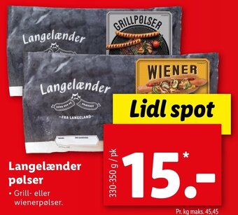 Lidl Langelænder Pølser 330-350 g tilbud