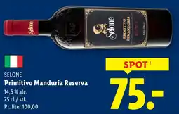 Lidl SELONE Primitivo Manduria Reserva tilbud