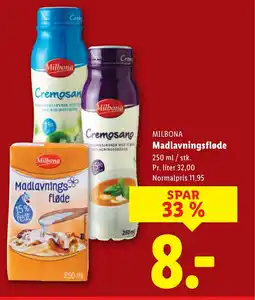 Lidl MILBONA Madlavningsfløde tilbud