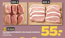 Netto Velsmag mørbradbøffer eller danske koteletter tilbud