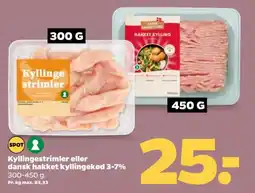 Netto Kyllingestrimler eller dansk hakket kyllingekød 3-7% tilbud