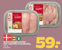 Netto Dansk kyllingebrystfilet eller -inderfilet af landkylling tilbud