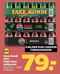 Netto Faxe Kondi eller Pepsi Max sodavand tilbud
