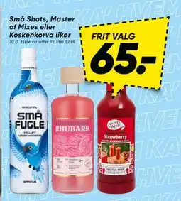 Bilka Små Shots, Master of Mixes eller Koskenkorva likør tilbud