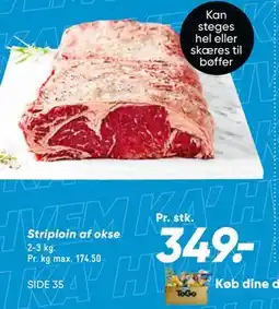 Bilka Striploin af okse tilbud