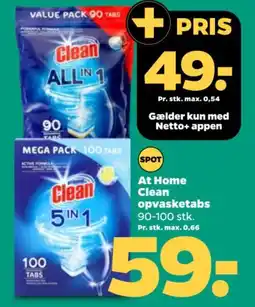 Netto At Home Clean opvasketabs tilbud