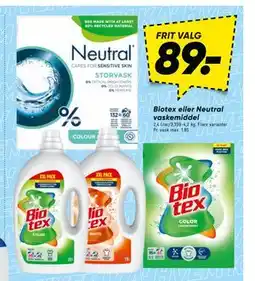 Bilka Biotex eller Neutral vaskemiddel tilbud