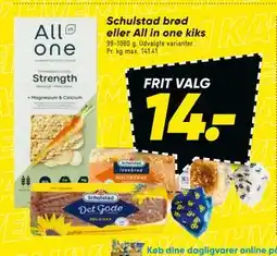 Bilka Schulstad brød eller All in one kiks tilbud