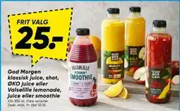 Bilka God Morgen klassisk juice, shot, ØKO juice eller Valsølille lemonade, juice eller smoothie tilbud