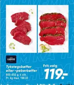 Bilka Tykstegsbøffer eller -peberbøffer tilbud