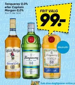 Bilka Tanqueray 0,0% eller Captain Morgan 0,0% tilbud
