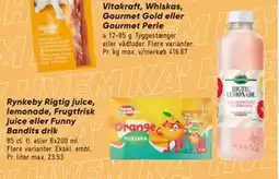Bilka Rynkeby Rigtig juice, lemonade, Frugtfrisk juice eller Funny Bandits drik tilbud