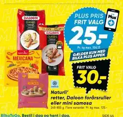 Bilka Naturli’ retter, Daloon forårsruller eller mini samosa tilbud