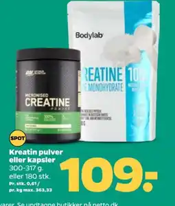 Netto Kreatin pulver eller kapsler tilbud