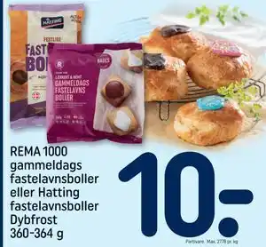 REMA 1000 gammeldags fastelavnsboller eller Hatting fastelavnsboller Dybfrost 360-364 g