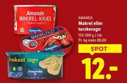 Lidl Makrel eller torskerogn tilbud