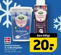 Løvbjerg Karolines hytteost el. madlavningsfløde tilbud