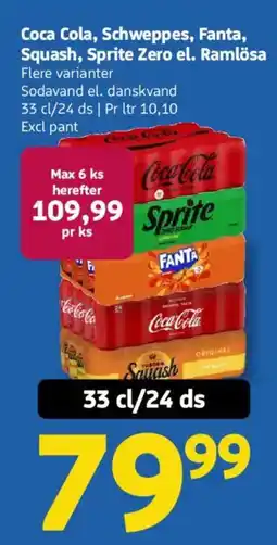 Løvbjerg Coca Cola, Schweppes, Fanta, Squash, Sprite Zero el. Ramlösa tilbud