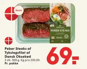 Peber Steaks af Tykstegsfilet af Dansk Oksekød