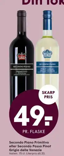 SPAR Secondo Piano Primitivo eller Secondo Passo Pinot Grigio delle Venezie tilbud