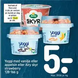 REMA 1000 Yoggi med vanilje eller appelsin eller Airy skyr strawberry 128-166 g tilbud