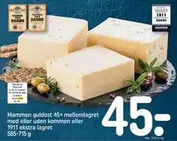 REMA 1000 Mammen guldost 45+ mellemlagret med eller uden kommen eller 1911 ekstra lagret 585-715 g tilbud