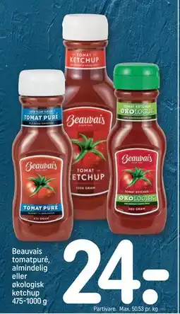 REMA 1000 Beauvais tomatpuré, almindelig eller økologisk ketchup 475-1000 g tilbud