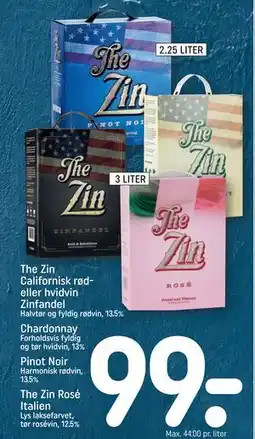 REMA 1000 The Zin Californisk rød- eller hvidvin Zinfandel tilbud