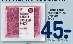 REMA 1000 Hakket dansk oksekød 8-12% Dybfrost 400 g tilbud
