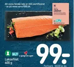 REMA 1000 Laksefilet 600 g tilbud