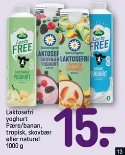REMA 1000 Laktosefri yoghurt Pære/banan, tropisk, skovbær eller naturel 1000 g tilbud