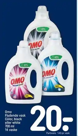 REMA 1000 Omo Flydende vask Color, black eller white 700 ml 14 vaske tilbud