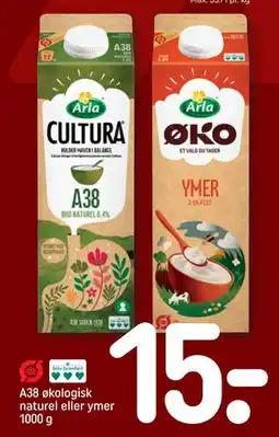 REMA 1000 A38 økologisk naturel eller ymer 1000 g tilbud