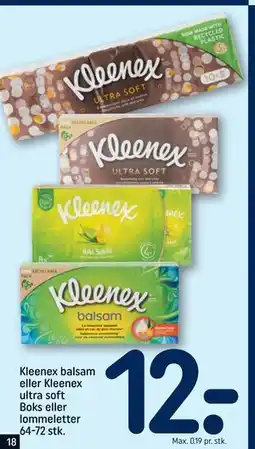 REMA 1000 Kleenex balsam eller Kleenex ultra soft Boks eller lommeletter 64-72 stk tilbud