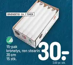 REMA 1000 15-pak kronelys, ren stearin 20 cm 15 stk tilbud