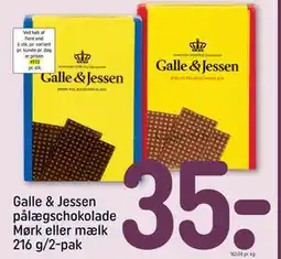 REMA 1000 Galle & Jessen pålægschokolade Mørk eller mælk 216 g/2-pak tilbud