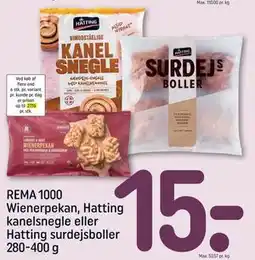 REMA 1000 REMA 1000 Wienerpekan, Hatting kanelsnegle eller Hatting surdejsboller 280-400 g tilbud