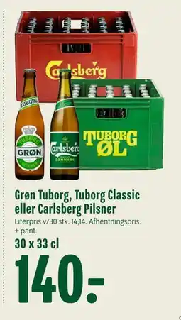 Min Købmand Grøn Tuborg, Tuborg Classic eller Carlsberg Pilsner tilbud