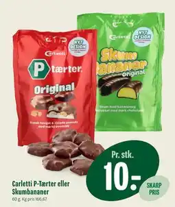 Min Købmand Carletti P-Tærter eller Skumbananer tilbud