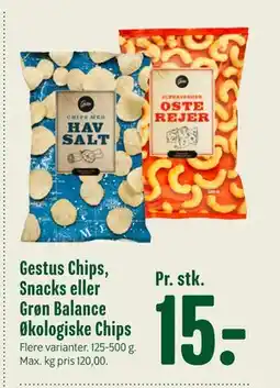 Min Købmand Gestus Chips, Snacks eller Grøn Balance Økologiske Chips tilbud