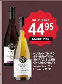 MENY NUGAN THIRD GENERATION SHIRAZ ELLER CHARDONNAY tilbud
