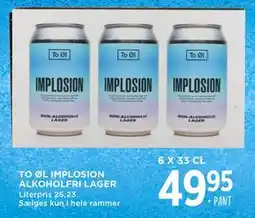 MENY TO ØL IMPLOSION ALKOHOLFRI LAGER tilbud