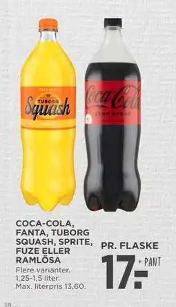 MENY COCA-COLA, FANTA, TUBORG SQUASH, SPRITE, FUZE ELLER RAMLÖSA tilbud
