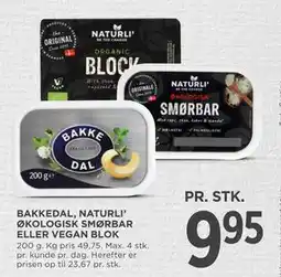 MENY BAKKEDAL, NATURLI’ ØKOLOGISK SMØRBAR ELLER VEGAN BLOK tilbud