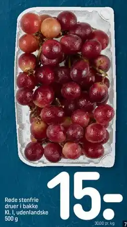 REMA 1000 Røde stenfrie druer i bakke tilbud